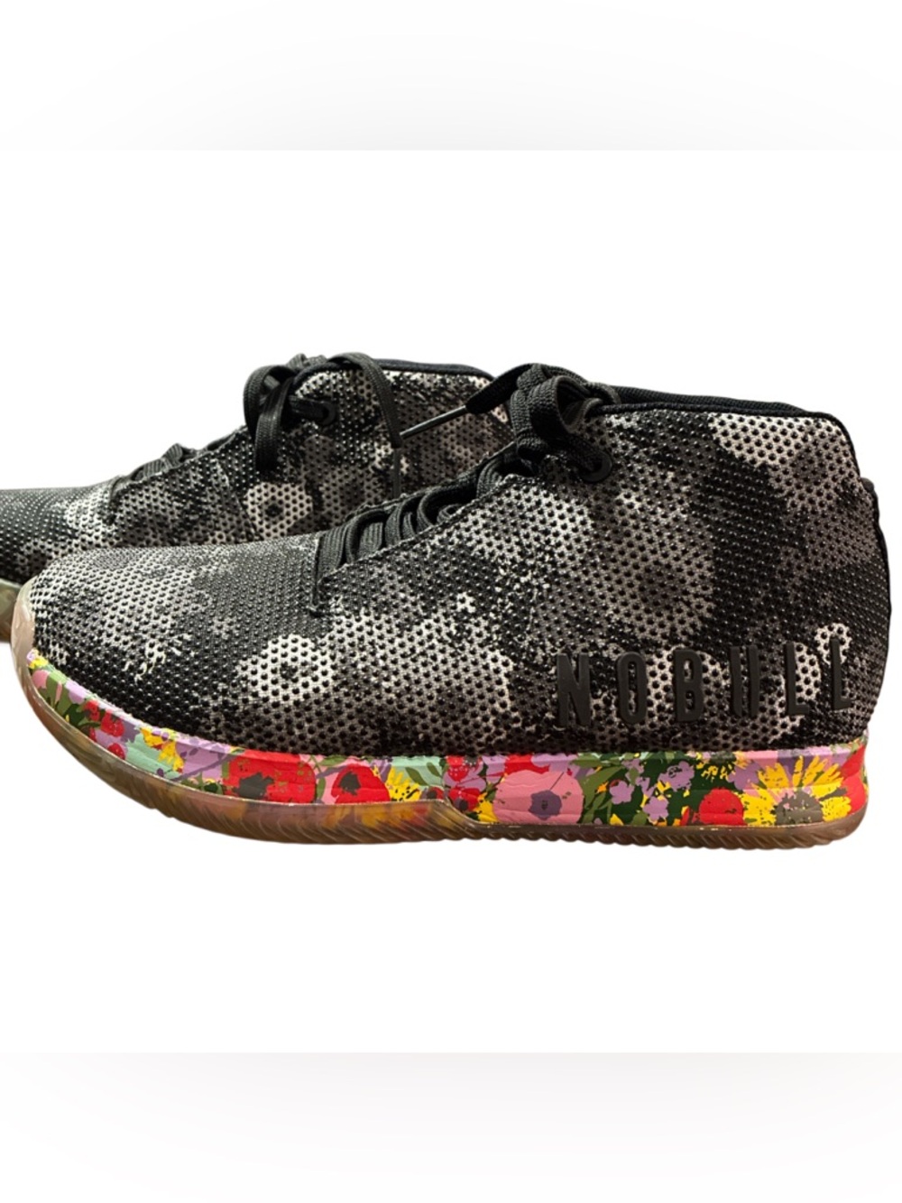 NOBULL Women's Black Trainers with Floral Accent Outsole